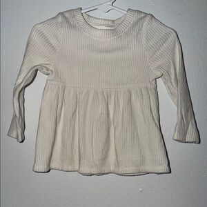 Carter's Cream Ribbed Long-Sleeve Peplum Top